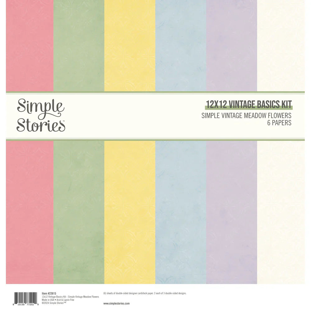 Simple Vintage Meadow Flowers 12" x 12" Vintage Basics Kit - Simple Stories