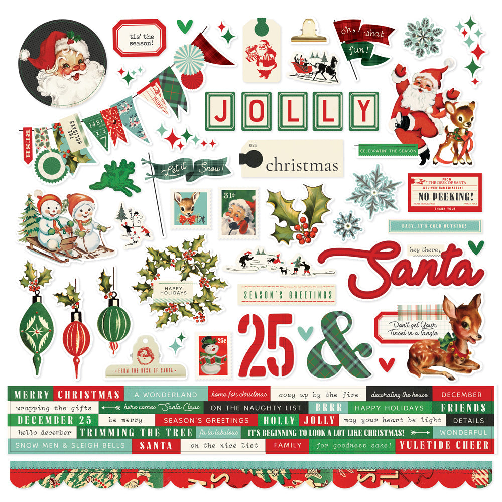 Simple Vintage Holly Jolly Cardstock Stickers - Simple Stories