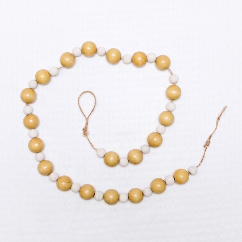 Wood Bead Garland in White and Cream