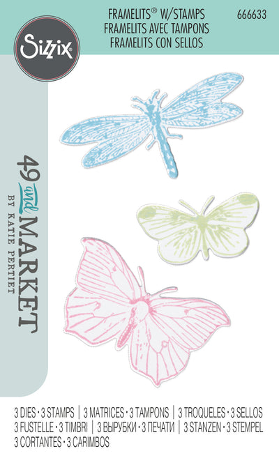 Framelits Die Set 3PK w/3PK Stamps Engraved Wings by 49 and Market - Sizzix
