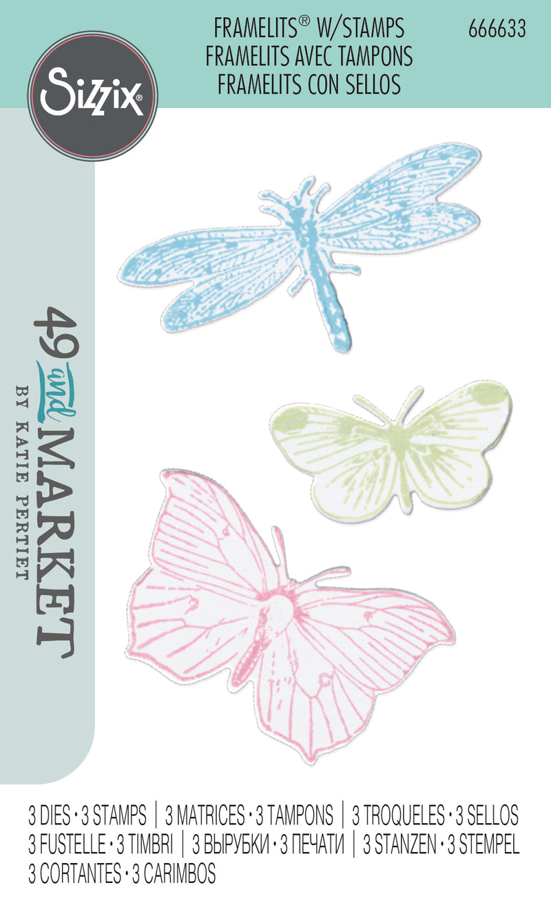 Framelits Die Set 3PK w/3PK Stamps Engraved Wings by 49 and Market - Sizzix