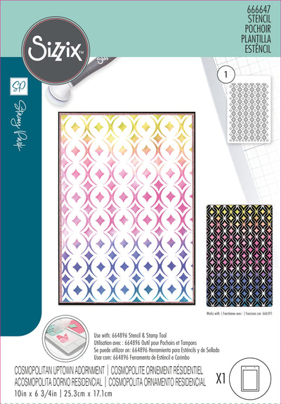 Uptown  Adornment A5 Stencil (Cosmopolitan Series) by Stacey Park - Sizzix 