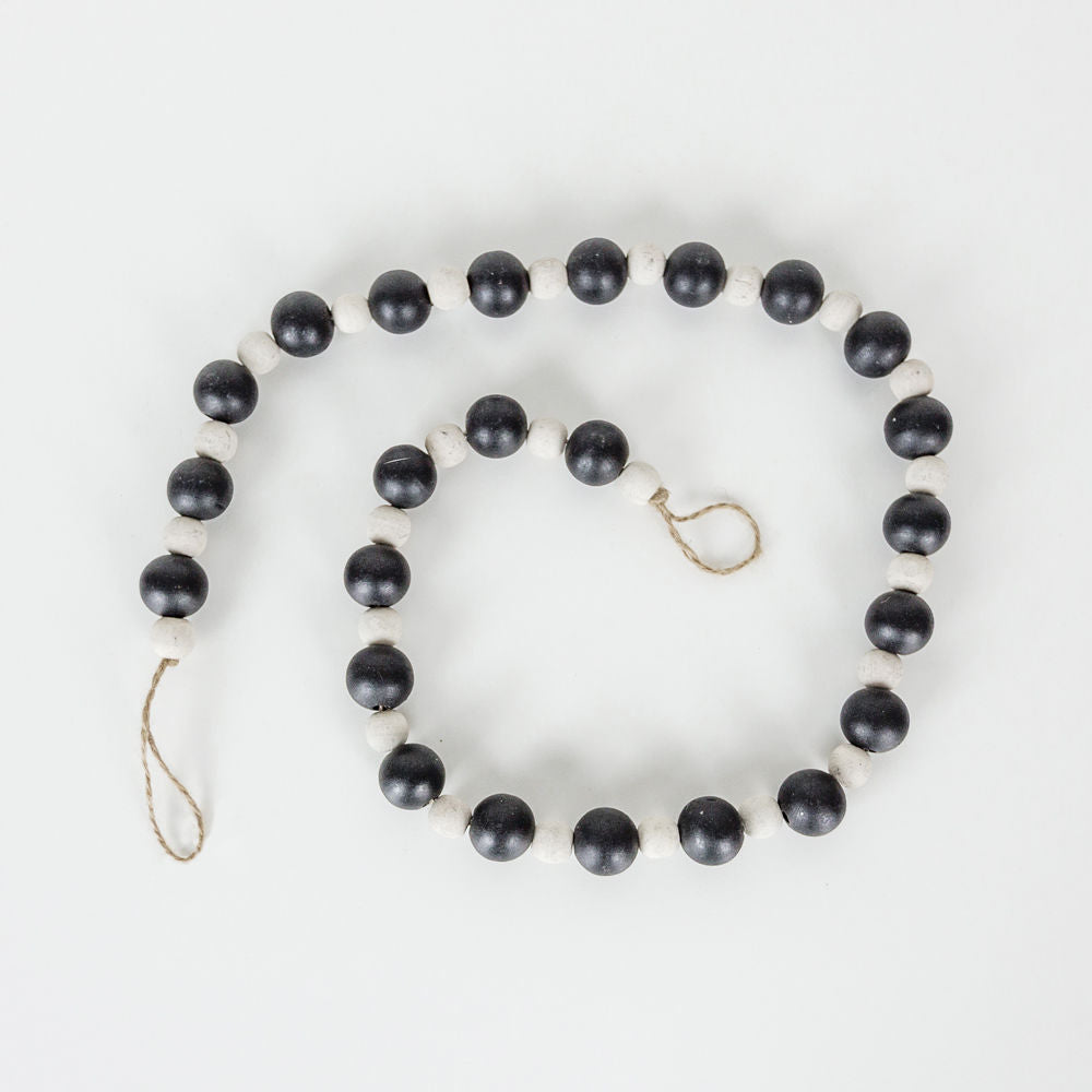 Wood Bead Garland - Black & White