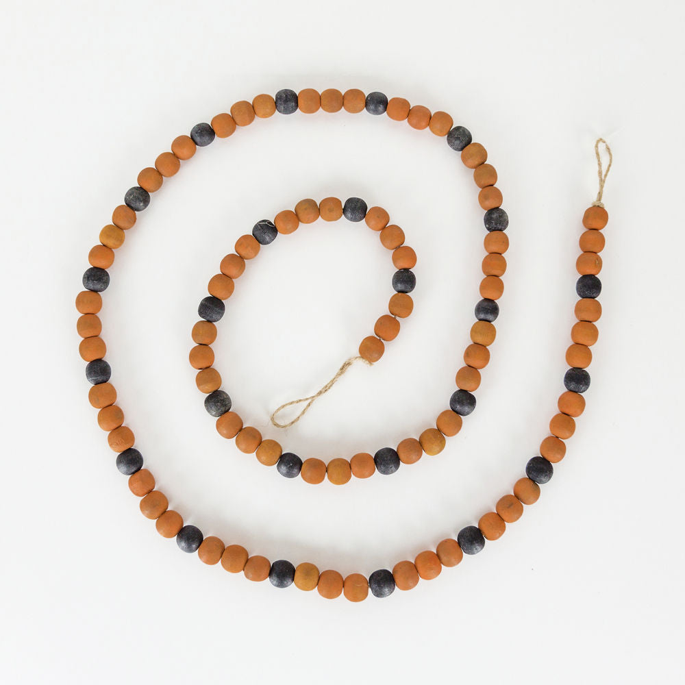 Wood Bead Garland - Orange & Black