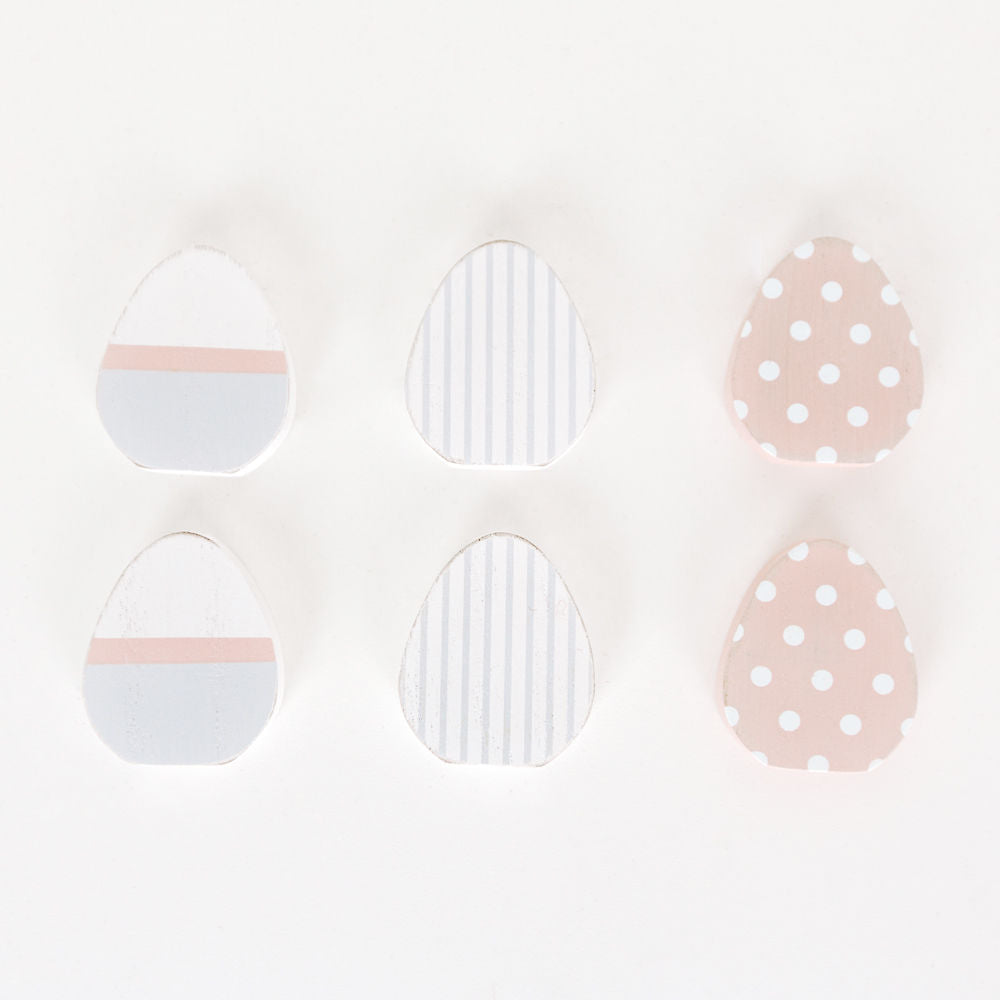 Multicolor Wood Egg Shapes - Set of 6
