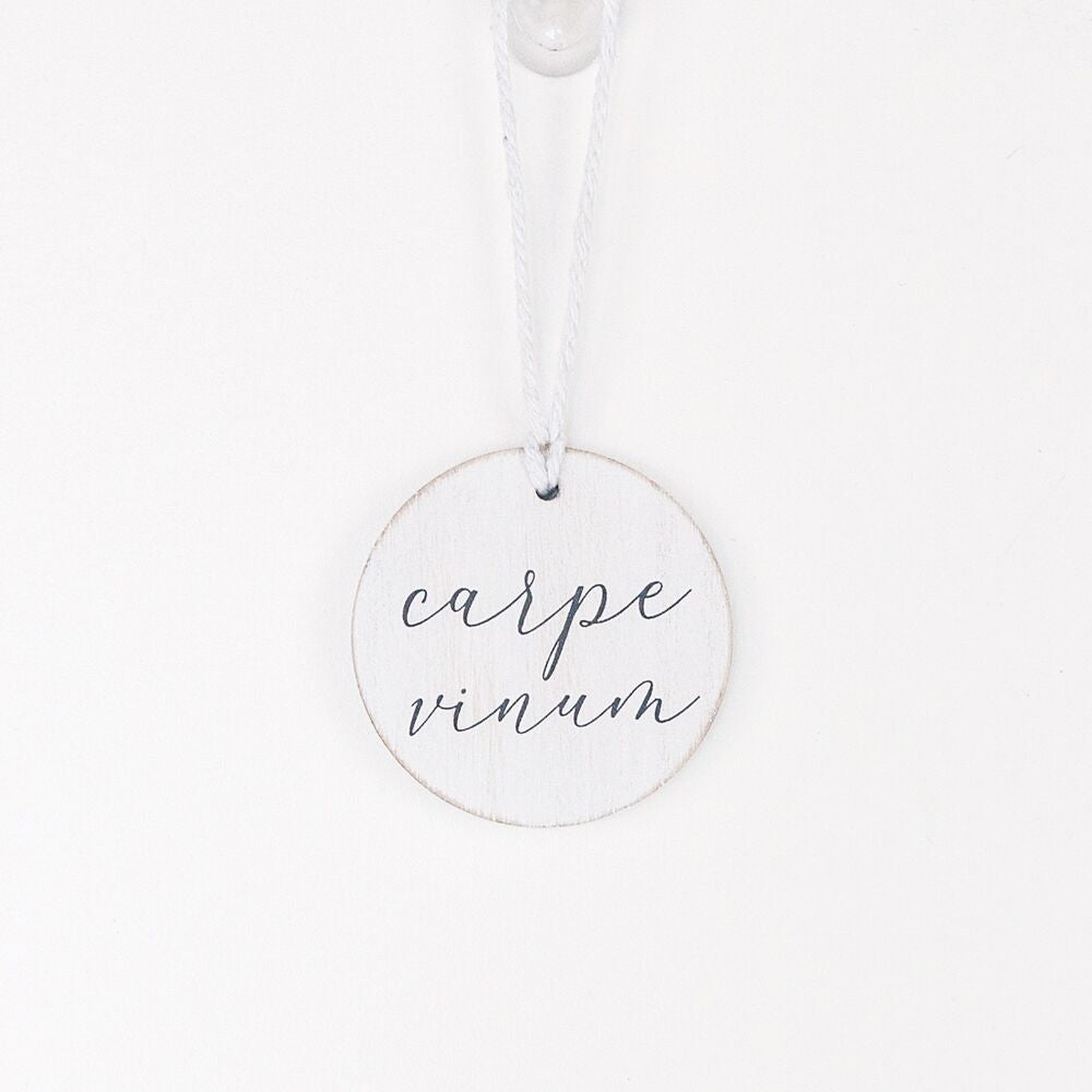 Wood Wine Bottle Charm - Carpe Vinum