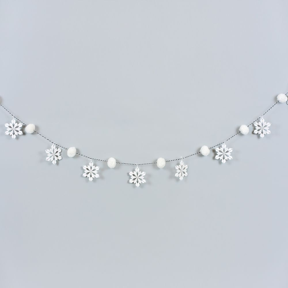 Snowflake Pom Pom Garland