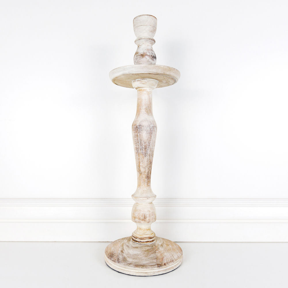 White Mango Wood Candle Holder