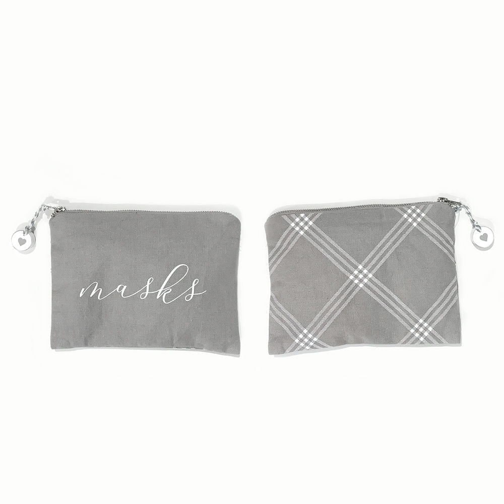 Masks Checkered Canvas Clutch
