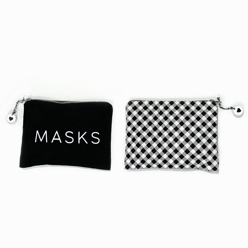 Canvas Clutch - Masks & Check Design