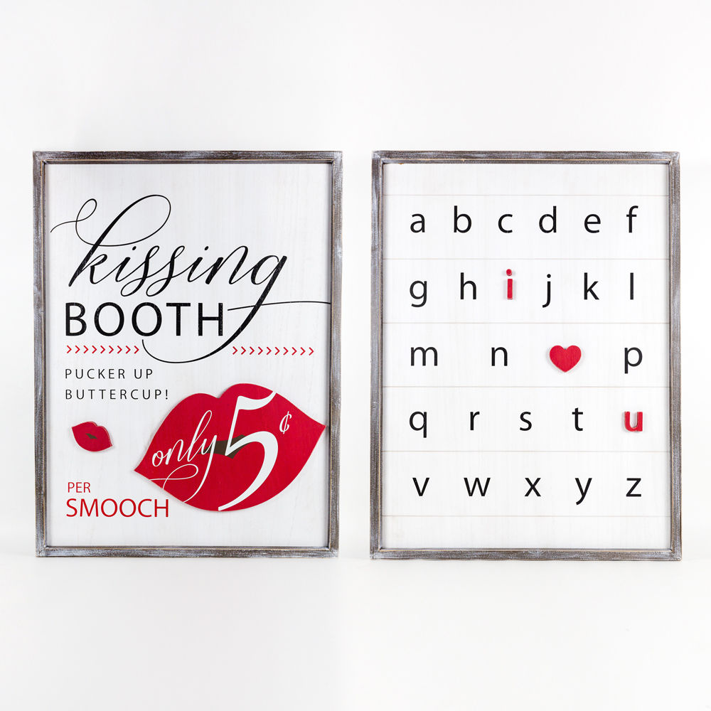 Kissing Booth Wood Framed Sign