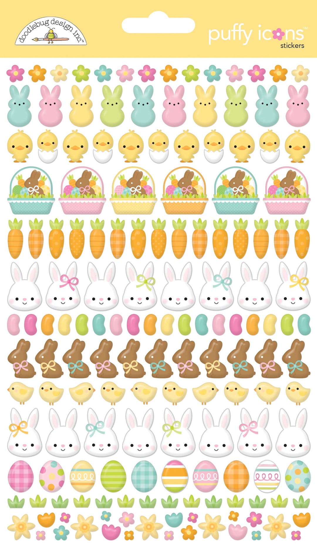 Bunny Hop Puffy Icons Stickers - Doodlebug
