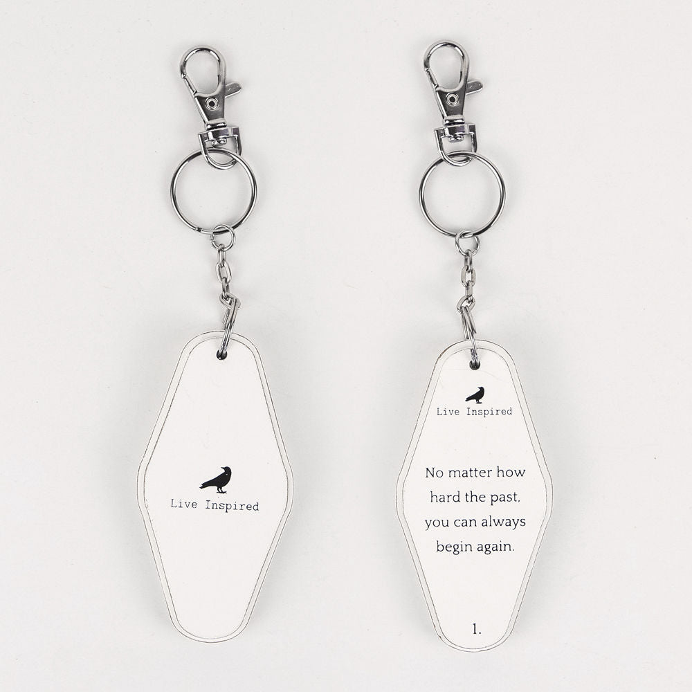 Always Begin Again Wood Keychain