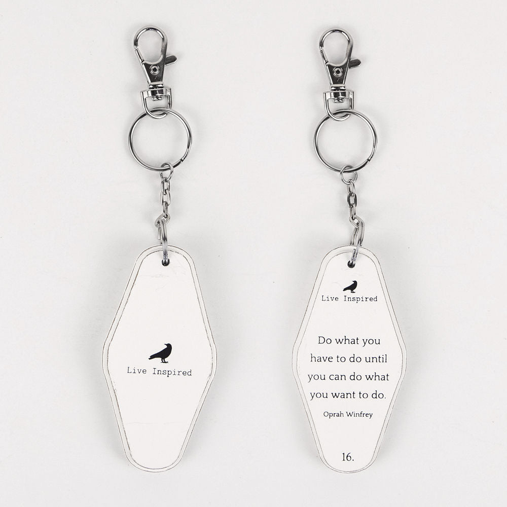 Reversible Wood Keychain with Motivational Quote