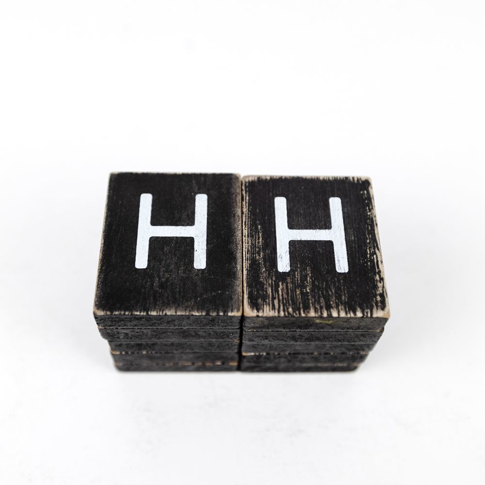 Wood Letter Tiles Set - 2x2 Black & White