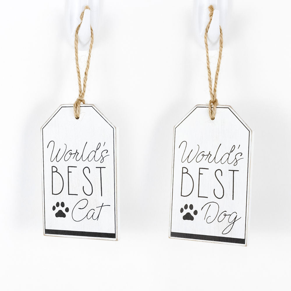Reversible Cat/Dog Wood Tag