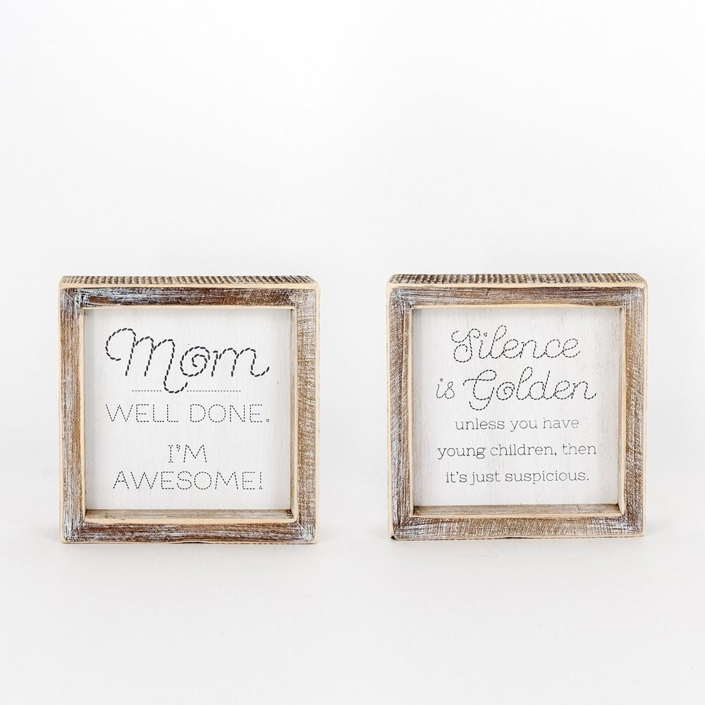 Silence Mom Wood Framed Sign