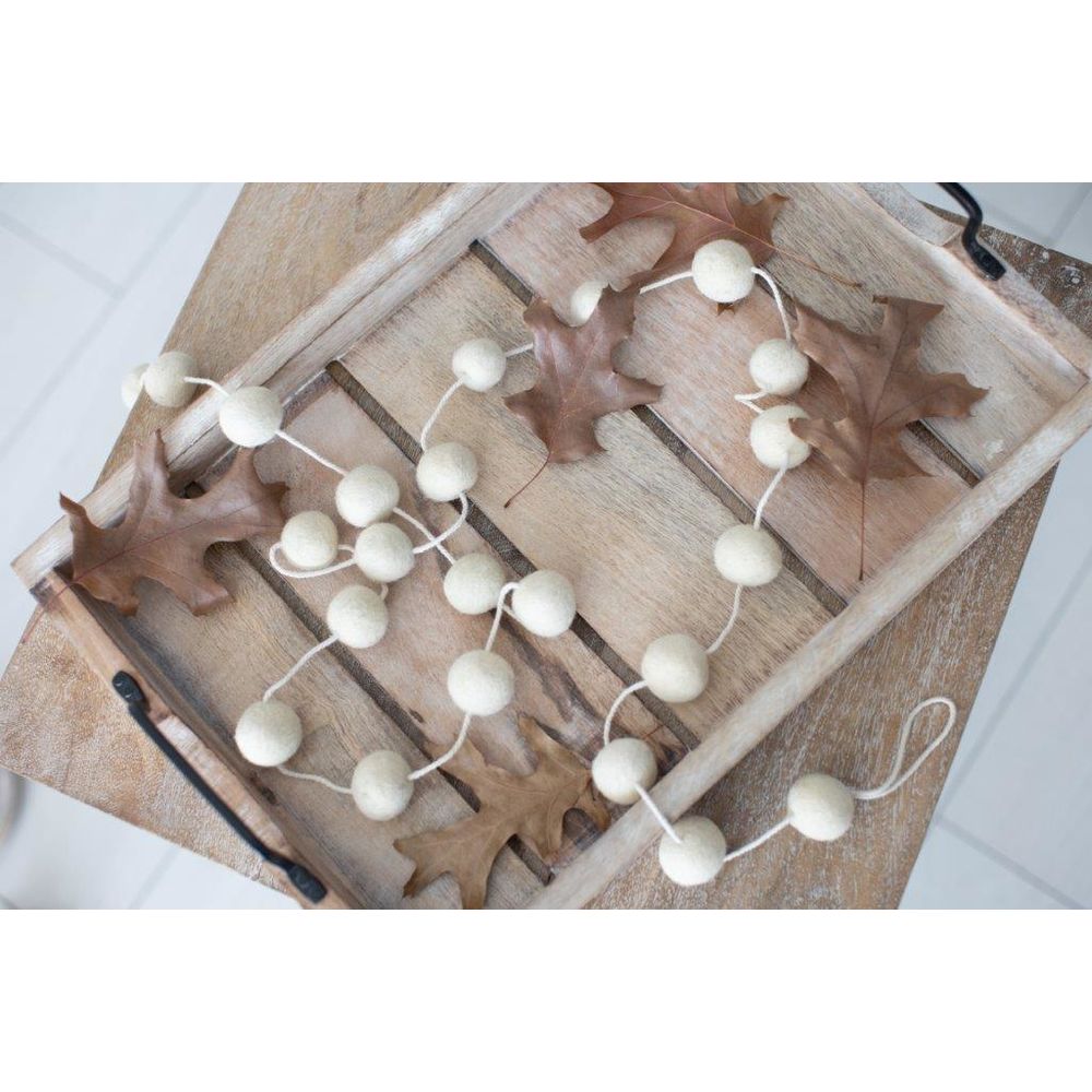 White Felt Ball Garland