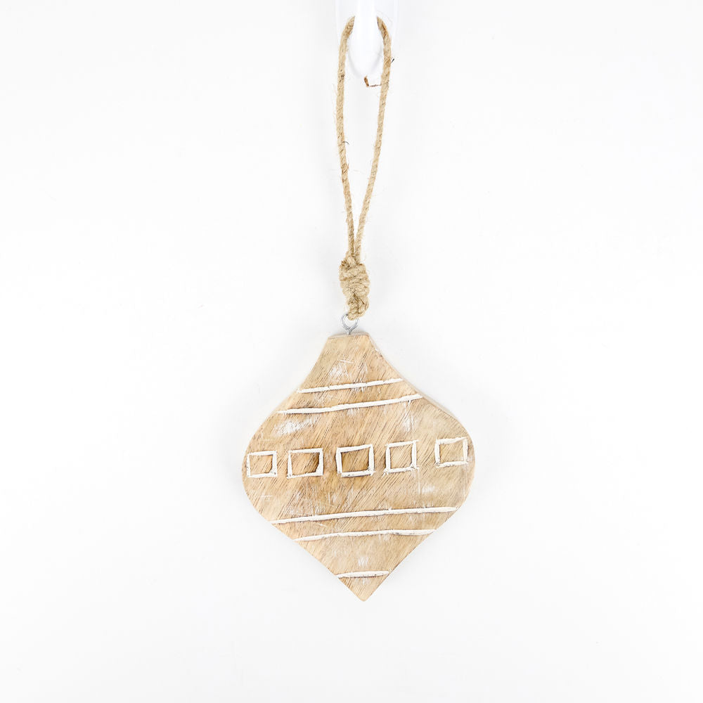 Teardrop Mango Wood Ornament - Believe In Kindness