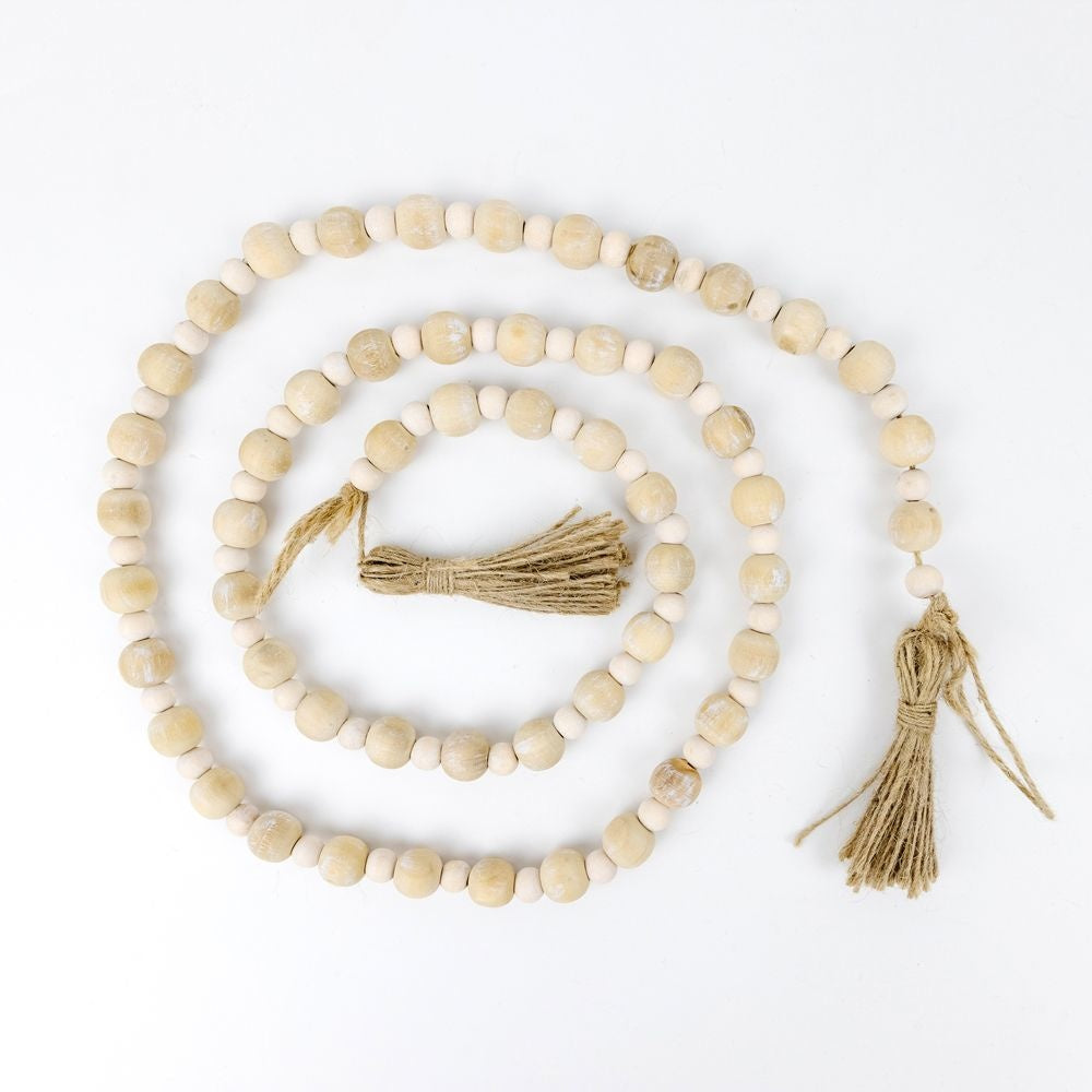 Bamboo Wood Bead Garland with Tassels