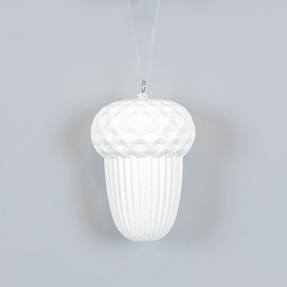 5" White Acrylic Acorn Ornament