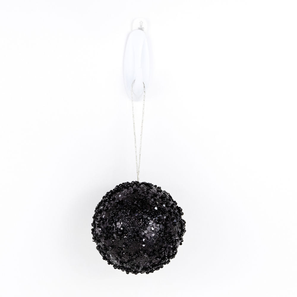 4" Black Jewel Ball Ornament
