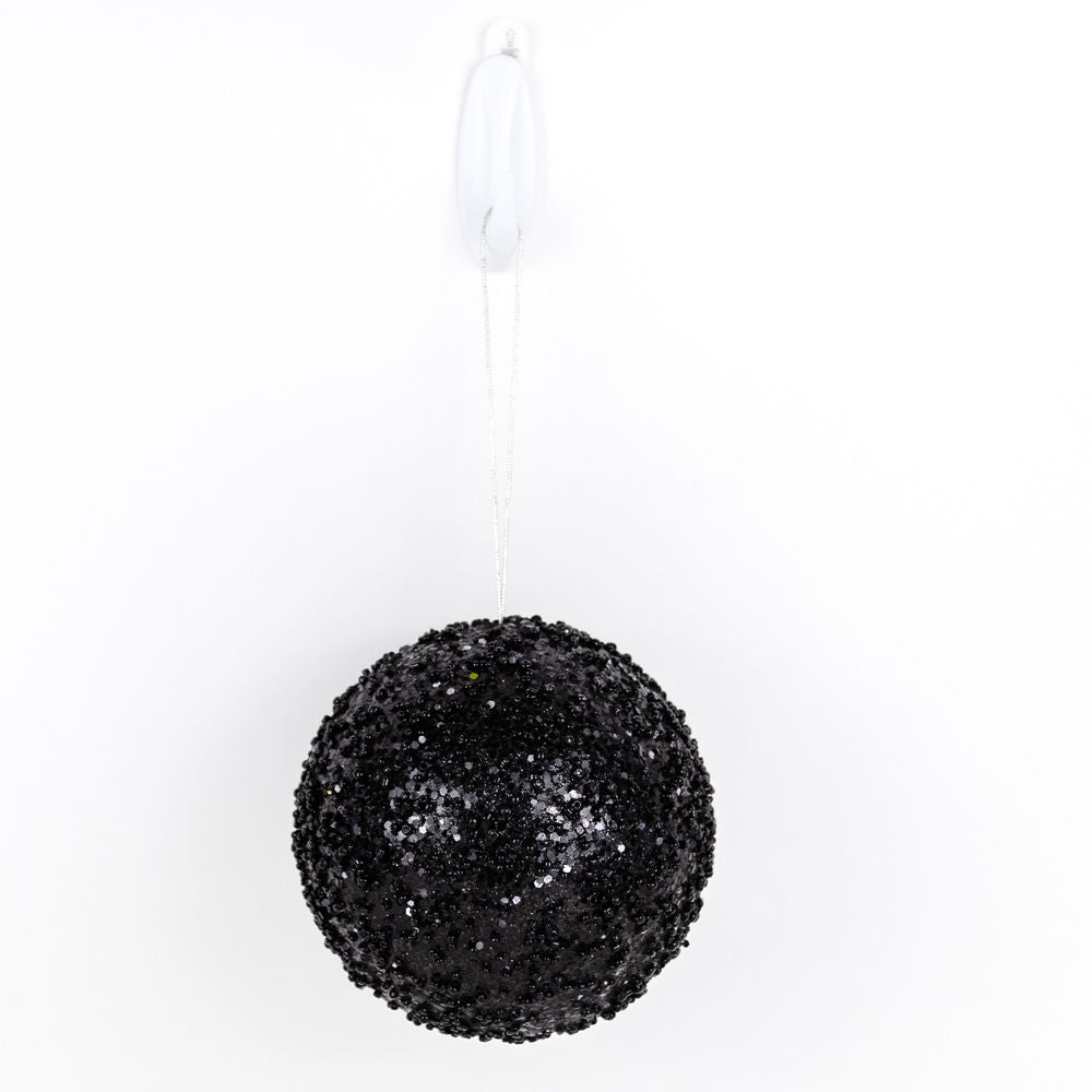 6" Black Jewel Ball Ornament