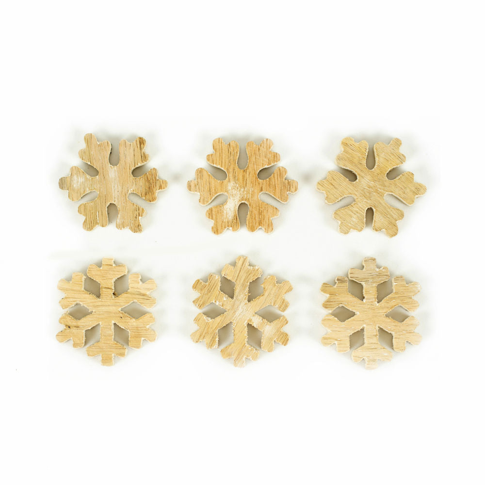 Mango Wood Snowflake Shapes - Set of 6