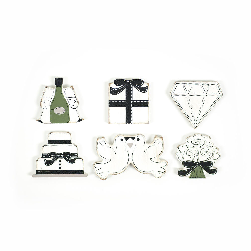 Wedding Wooden Shapes Set of 6