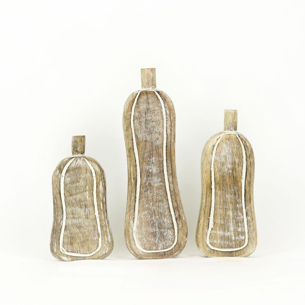 Mango Wood Pumpkin Decorative Shapes - Set of 3