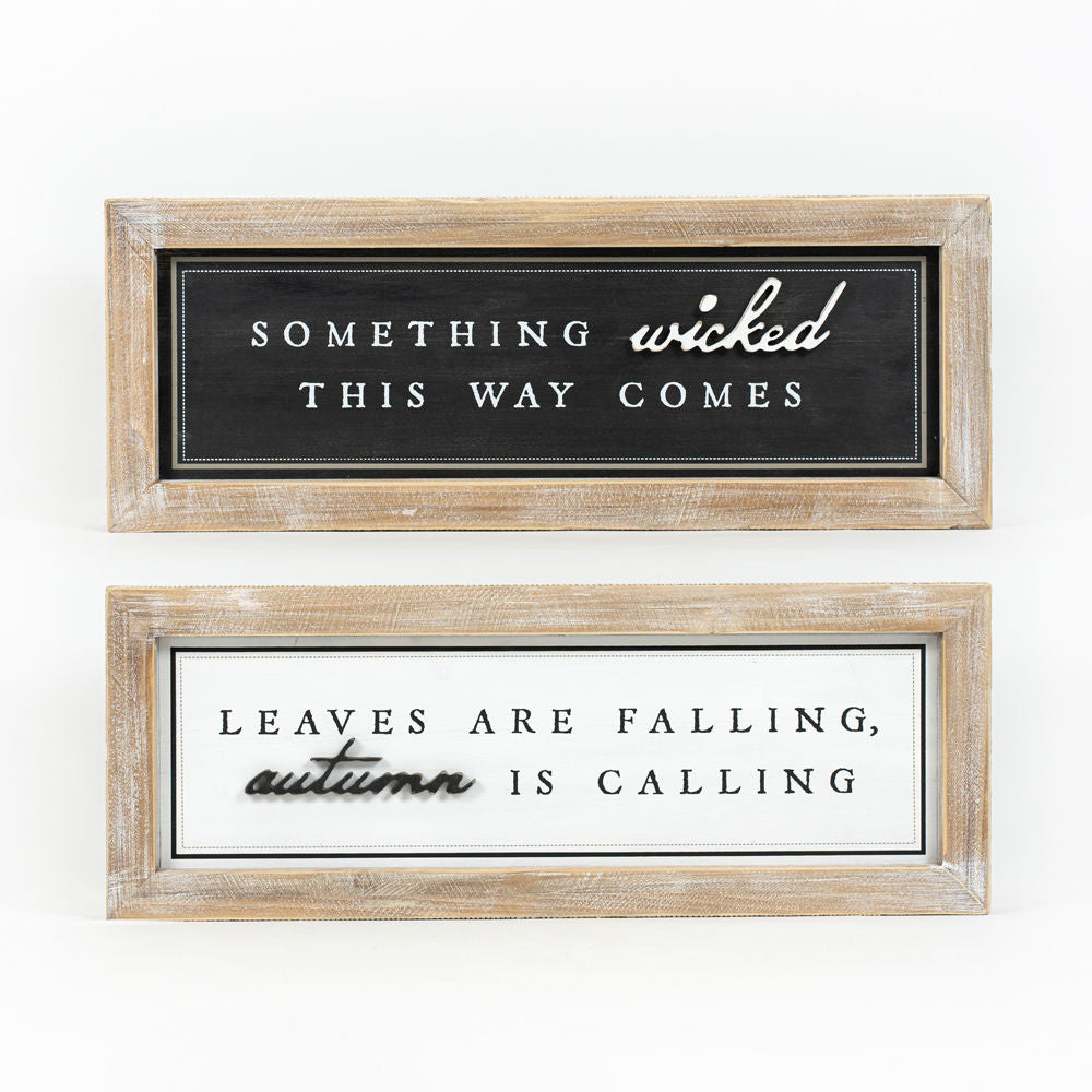 24" Reversible Wood Framed Sign - Wicked/Autumn