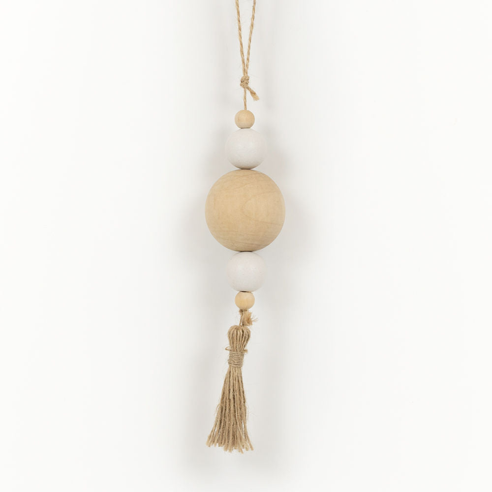 Wood Bead Ornament with Tassel