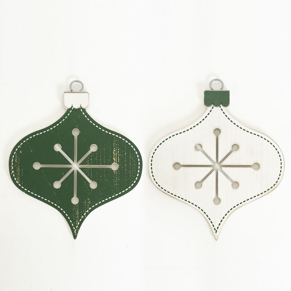 Reversible Wood Teardrop Ornament