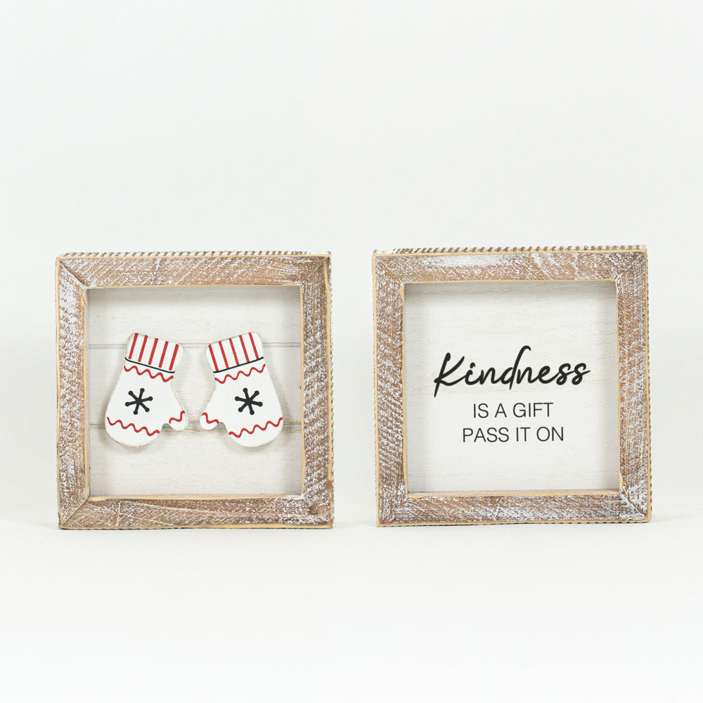Reversible Wood Frame Shiplap Sign - Gloves & Kindness