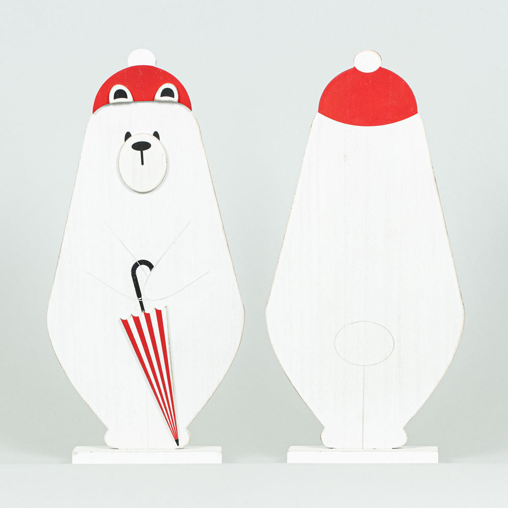 Polar Bear Wood Cutout on Base