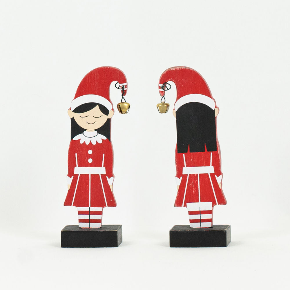 Wood Cutout Elf on Stand - Girl