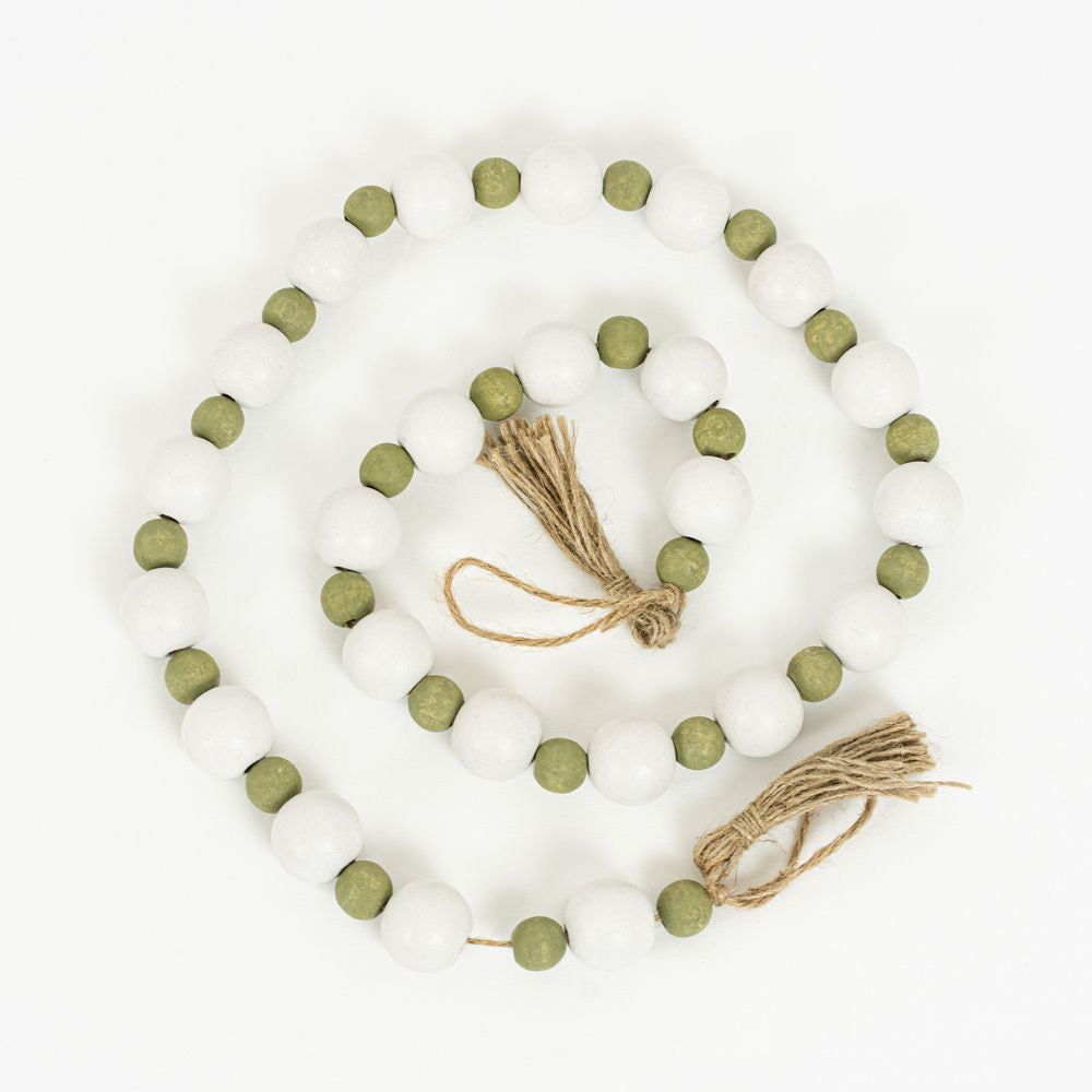 Wood Bead Garland with Tassels