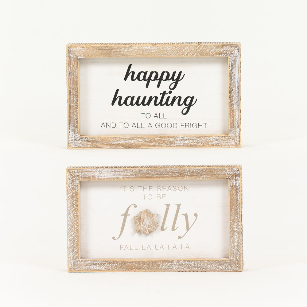 Halloween Reversible Wood Framed Sign