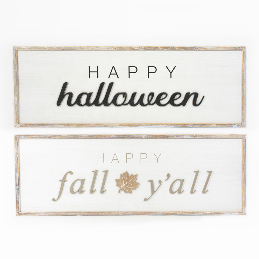Halloween & Fall Reversible Wood Framed Sign