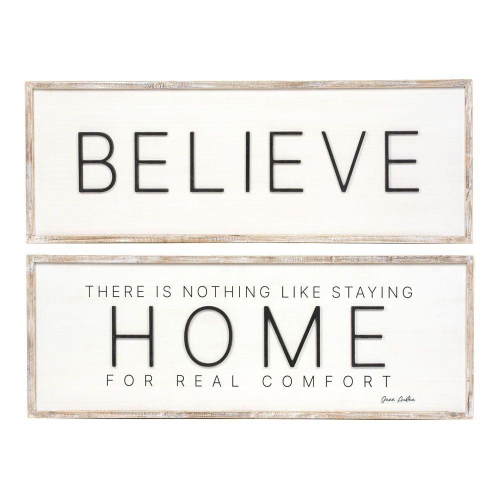 Reversible Wood Frame Sign - Believe/Home