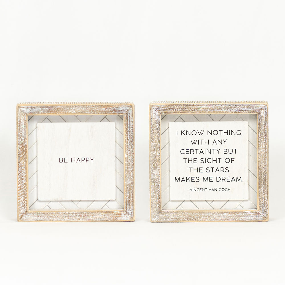 Reversible Wood Frame Sign - Happy/Dream