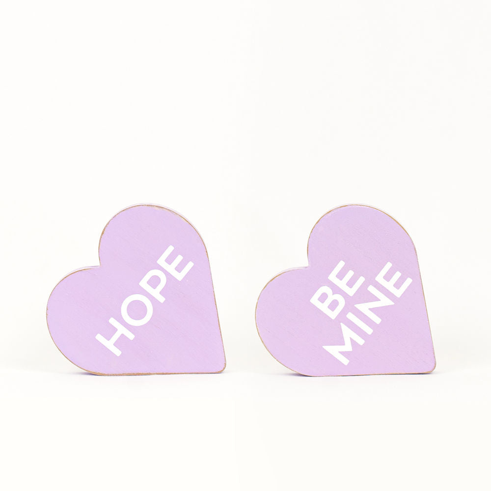 Reversible Wood Heart Cutout - Hope/Be Mine