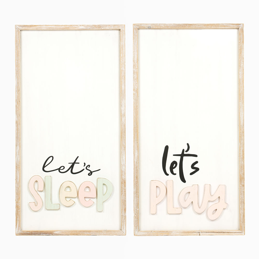 17x32 Reversible Wood Frame Sign - Sleep/Play