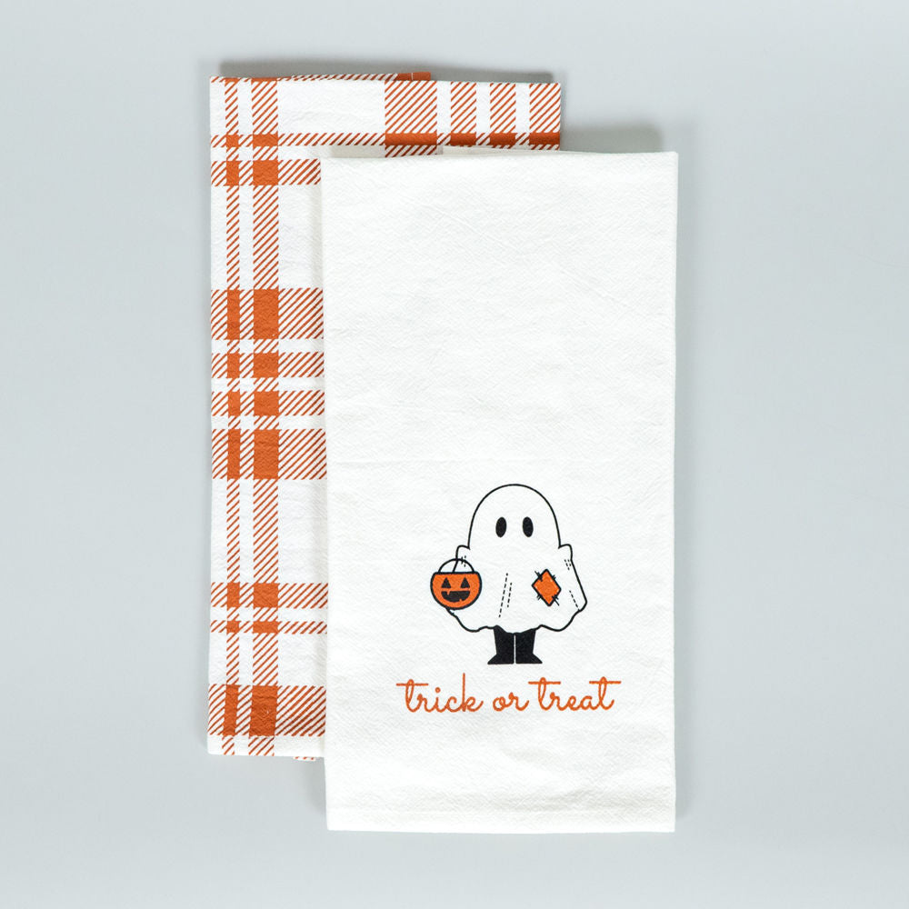 Trick or Treat Plaid Tea Towel Set