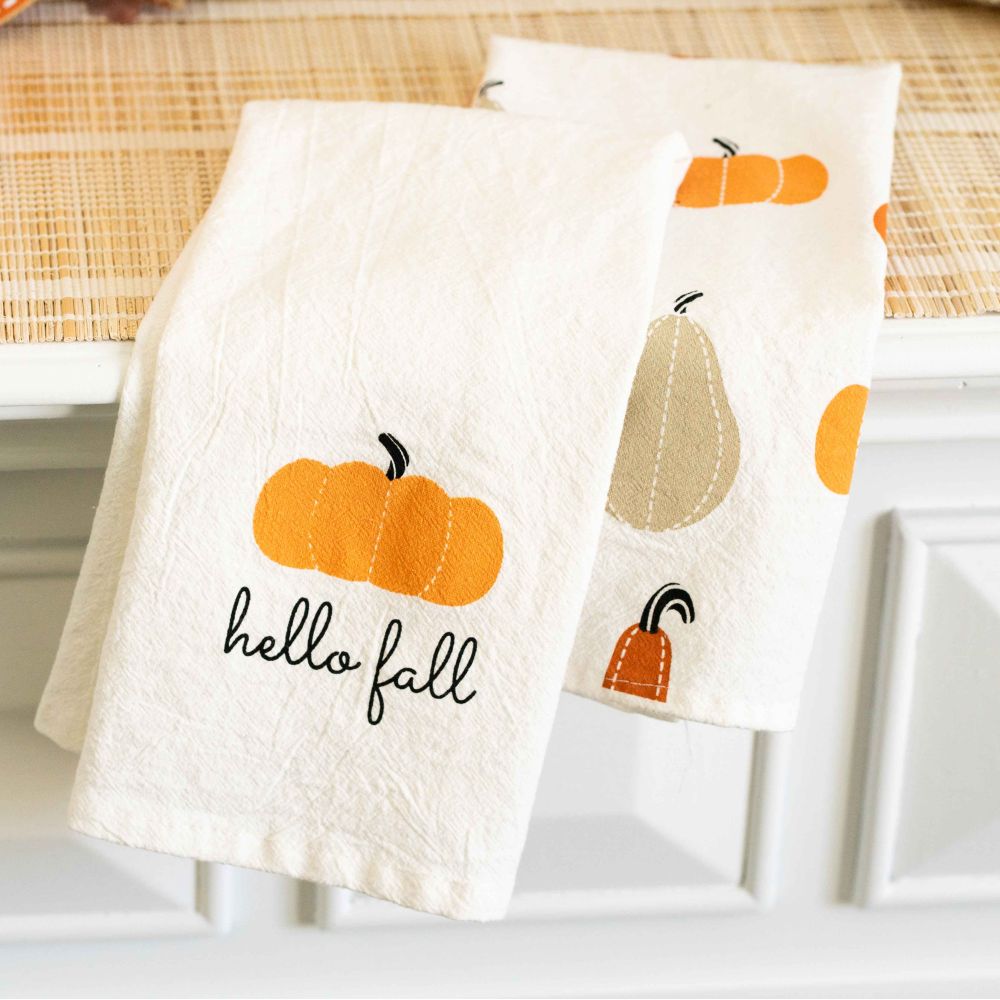 Fall Pumpkin Tea Towels Set of 2