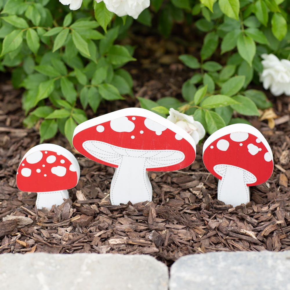 Reversible Wood Mushroom Decor Set