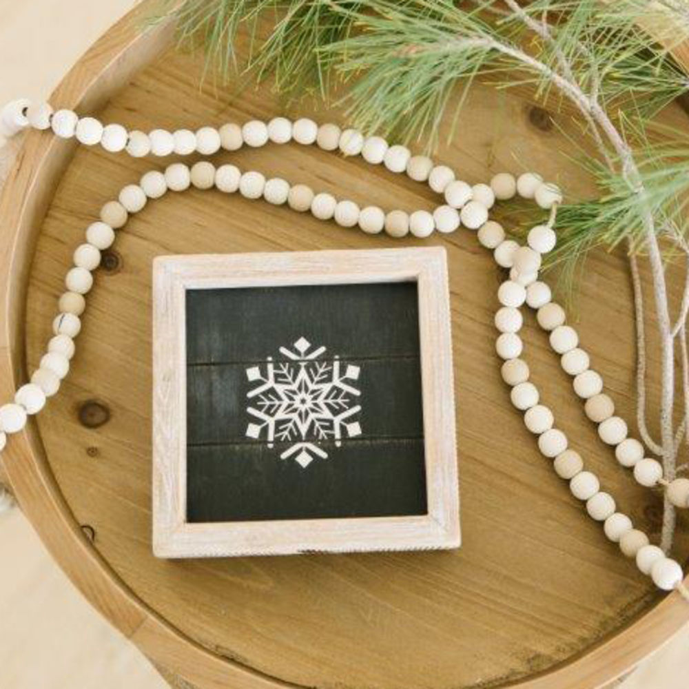 Snowflake/House Reversible Wood Frame Sign