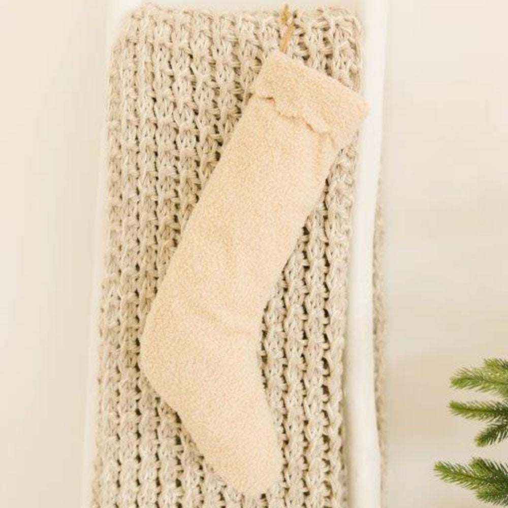 8x17 Hanging Canvas Stocking - Tan Winter Wishes