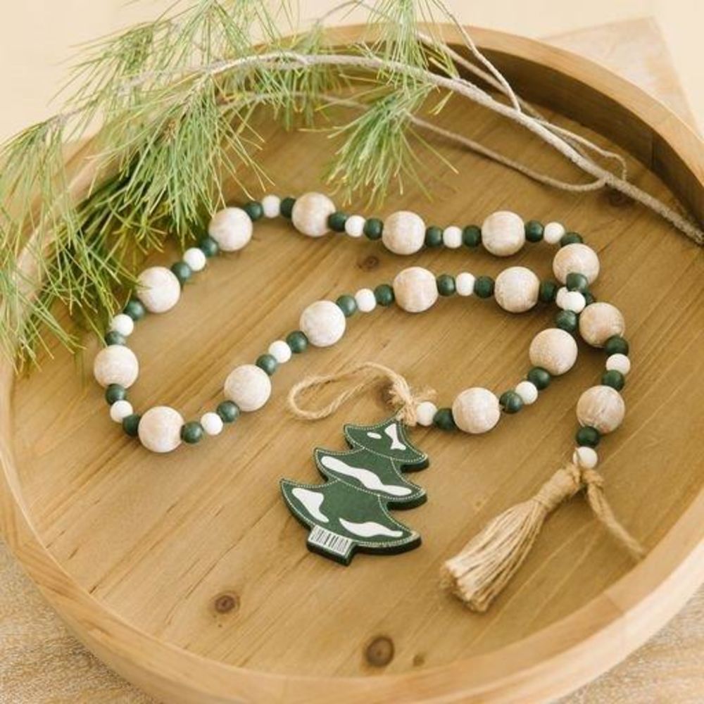 Wood Bead Garland with Tassels - Multicolor