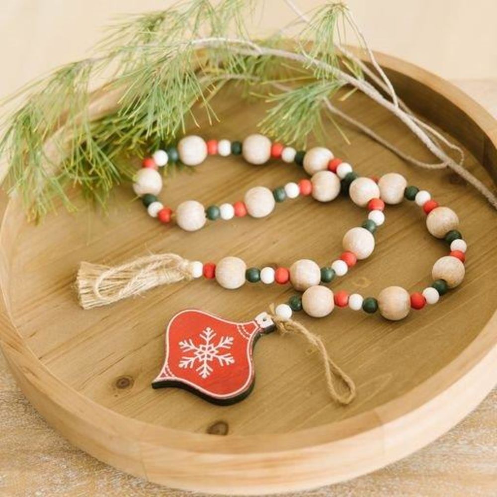 Wood Bead Garland with Tassels